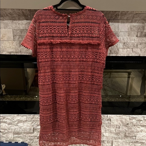 Anthropologie 02Sky Rust Lace Sheath Dress size Large - Picture 9 of 13